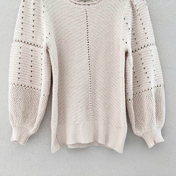 A.L.C. Intarsia Knit Sweater Crochet Cotton Pullover Puff Classic Minimalist XS - Picture 8 of 14